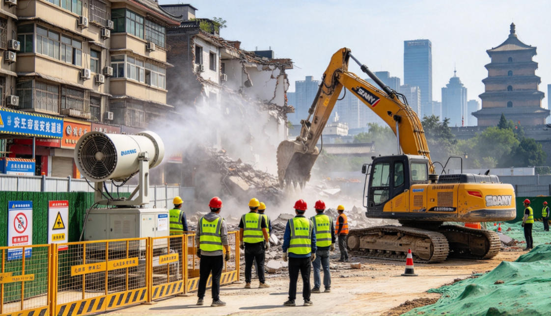 陕西拆除公司现场施工 陕西拆除公司施工现场,工程机械作业